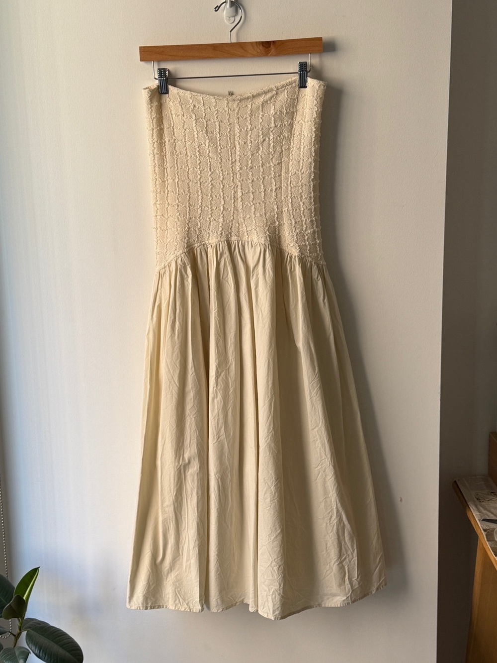 Shop Peche Cream Ruffled Textured Dress